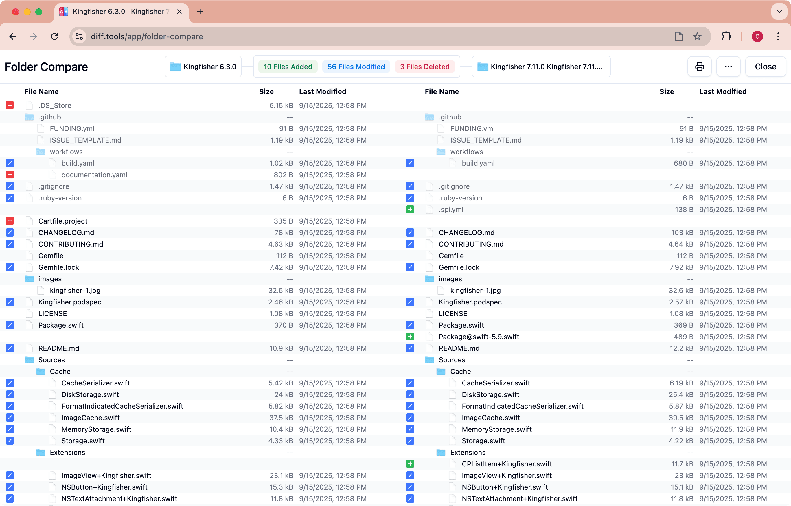 Screenshot of Folder Compare
