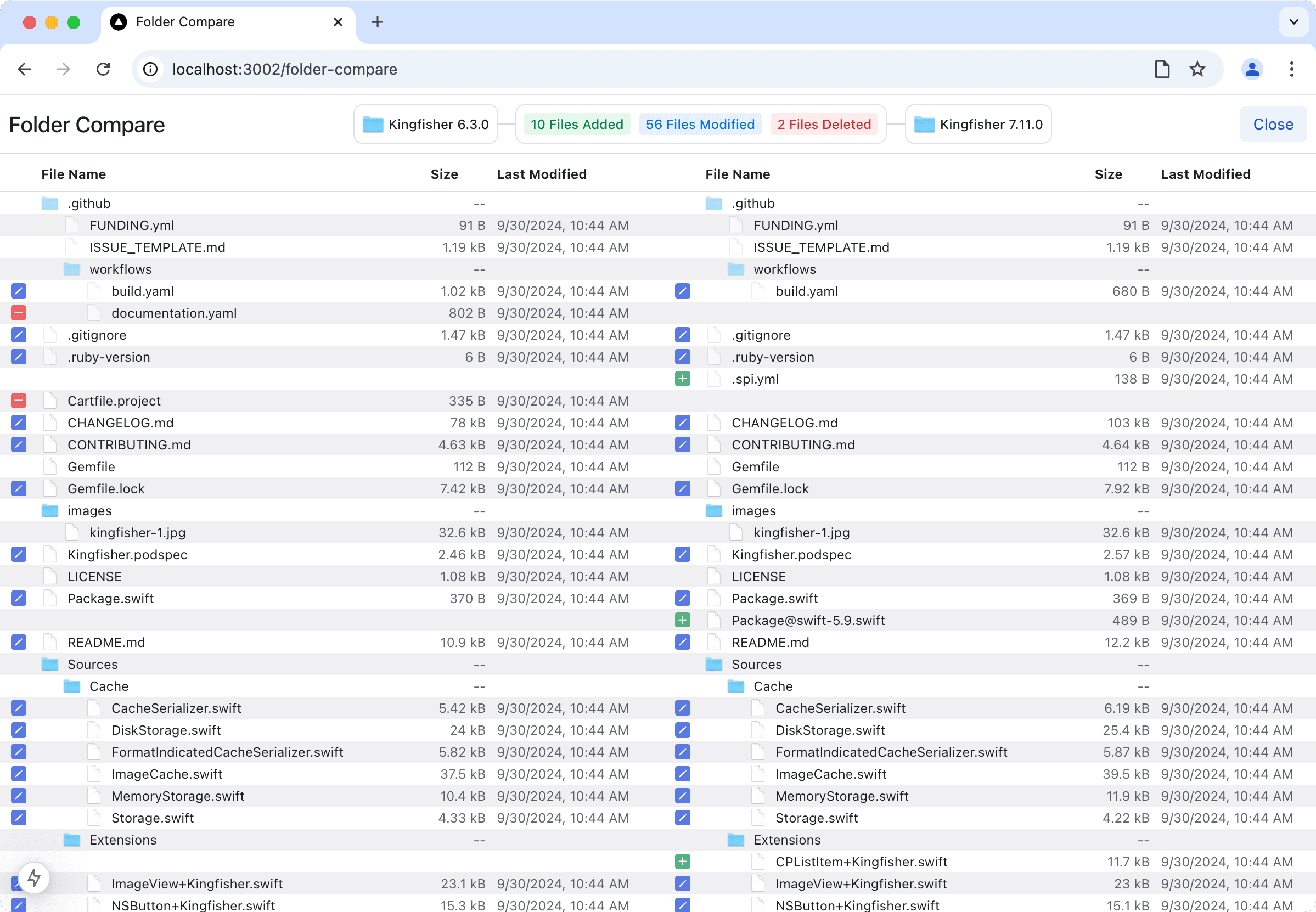Screenshot of Folder Compare