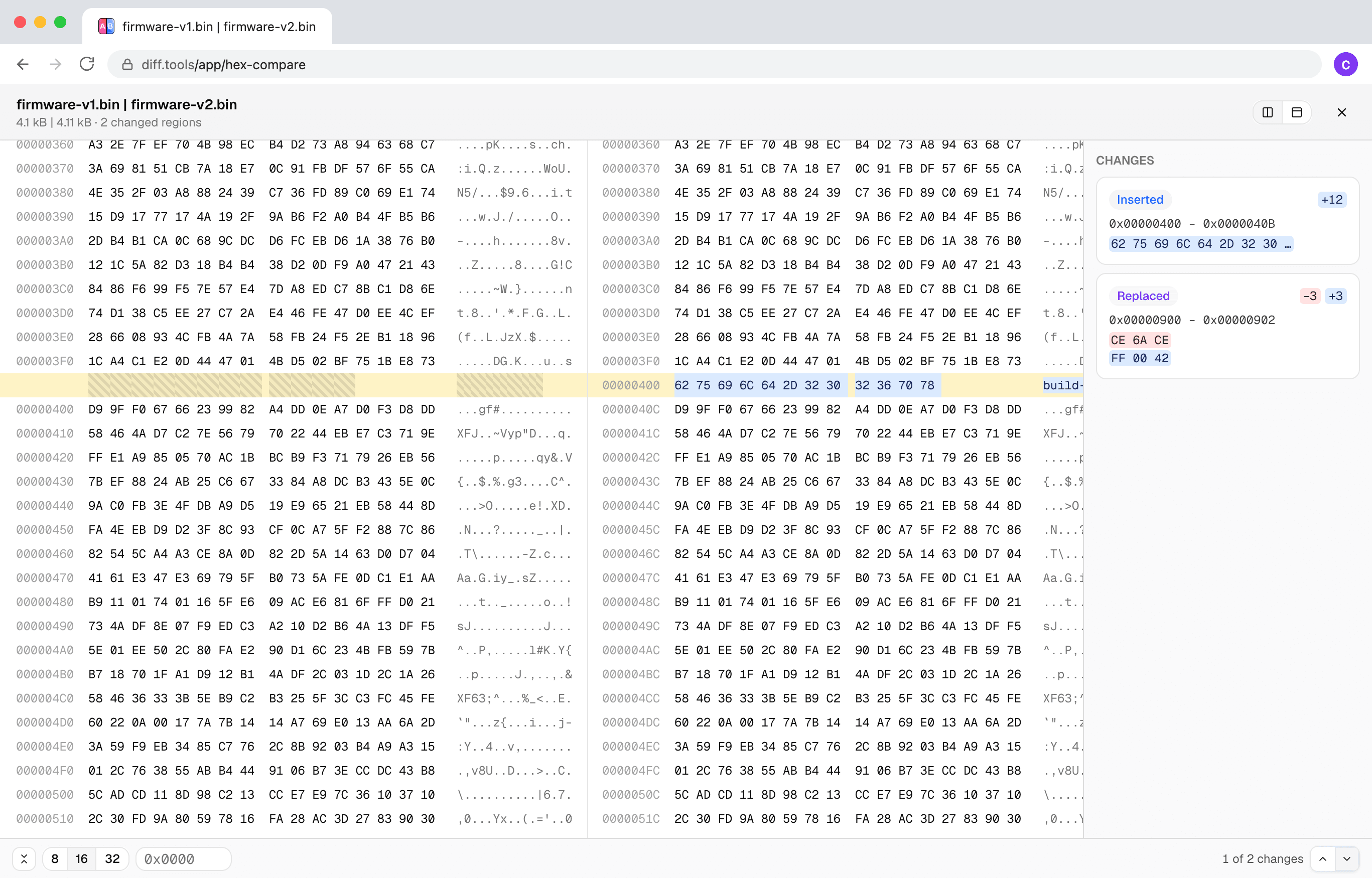 Screenshot of Hex Compare