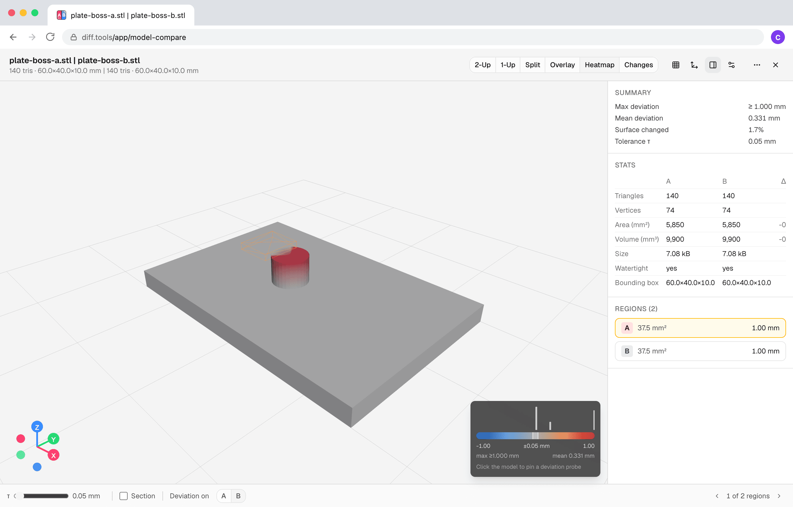 Screenshot of 3D Model Compare