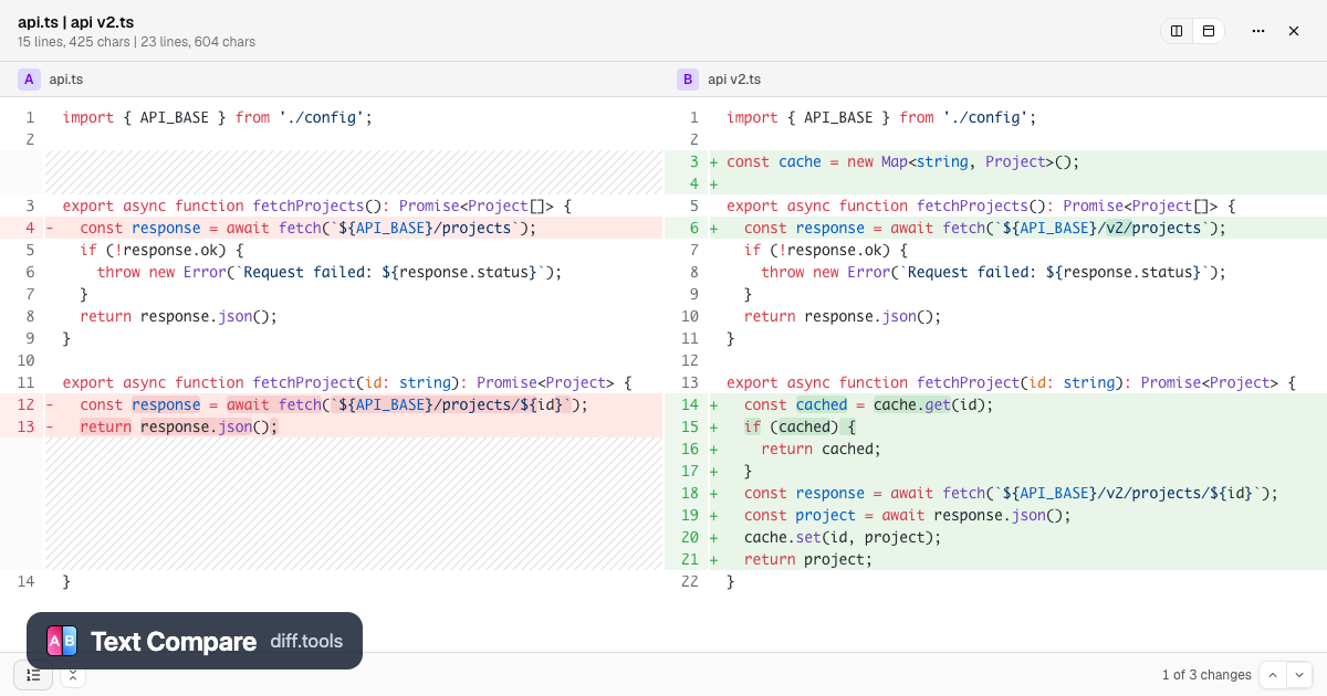 Compare Two Text Files Online — Free Text Diff Tool | diff tools